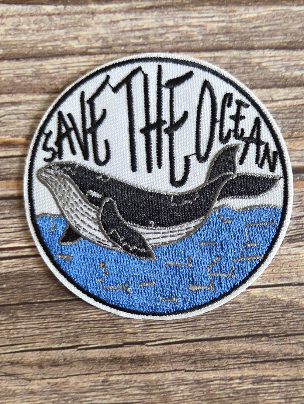 Save The Ocean Hippie Whale Nautical Sea Sailor Beach Lover Iron On Patch